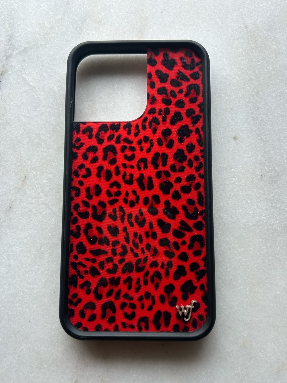 Wildflowers Red and Black Leopard Print Phone Case iPhone 14 Pro Max